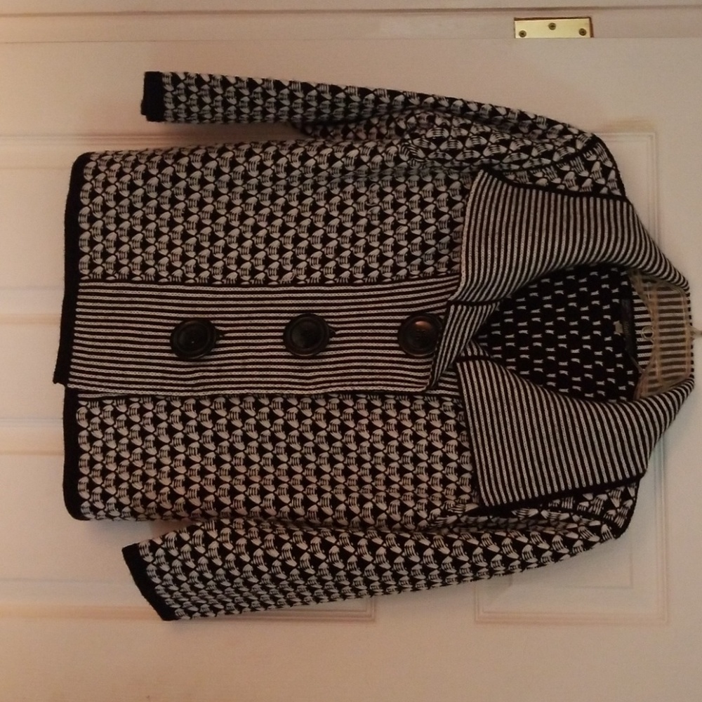 Black and white button-up sweater